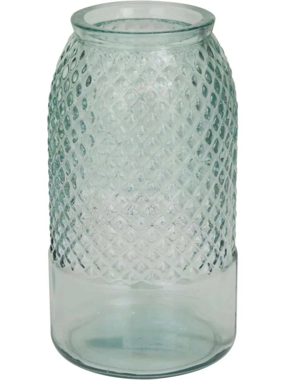 Recycled Glass Decorative Vase & Keepsake Box - Spanish Style, 6x6x11, Blue